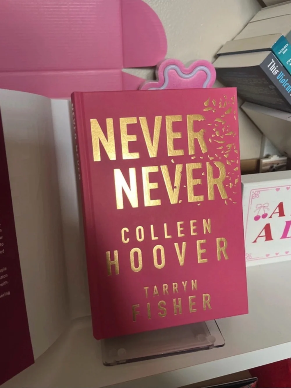 Never Never by Colleen Hoover & Tarryn Fisher - Black with Pink Accent Hardcover